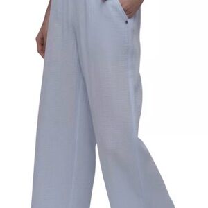DKNY Light Blue Gauze Cotton Wide Leg Women's Pants